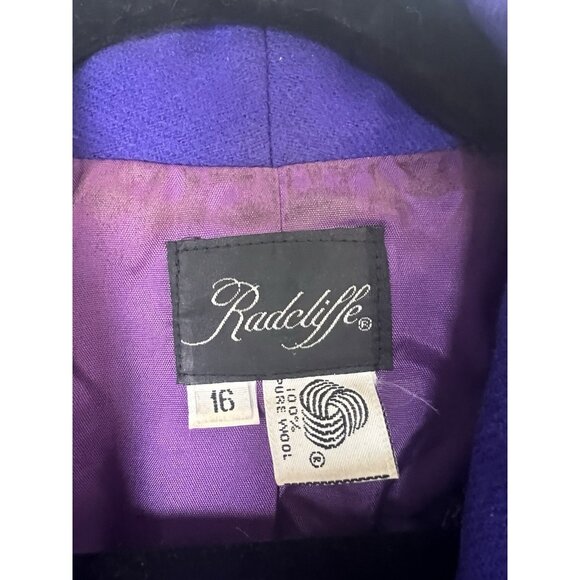 Radcliffe Vintage Purple Wool Funky Patchwork Embroidered Button Blazer Coat 16 - Picture 8 of 13